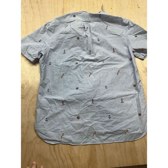 VTG Ralph Lauren Chambray Cotton Shirt Men’s Nautical Lighthouse Anchor Blue L - Picture 3 of 5